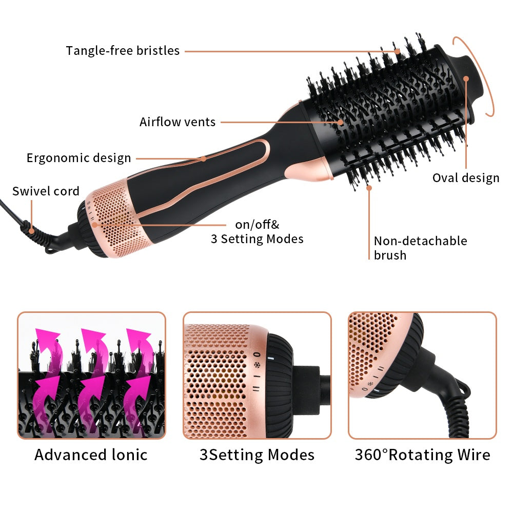 3-in-1 Electric Hair Dryer Brush: Dry, volumize, style.